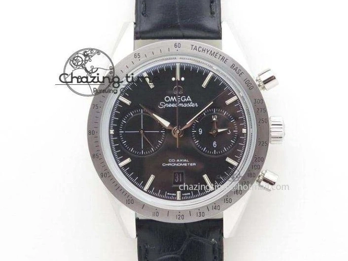 0505 DailyWear Speedmaster ’57 SS Chrono AXF Best Edition Blue Dial on Blue Leather Strap A 8279